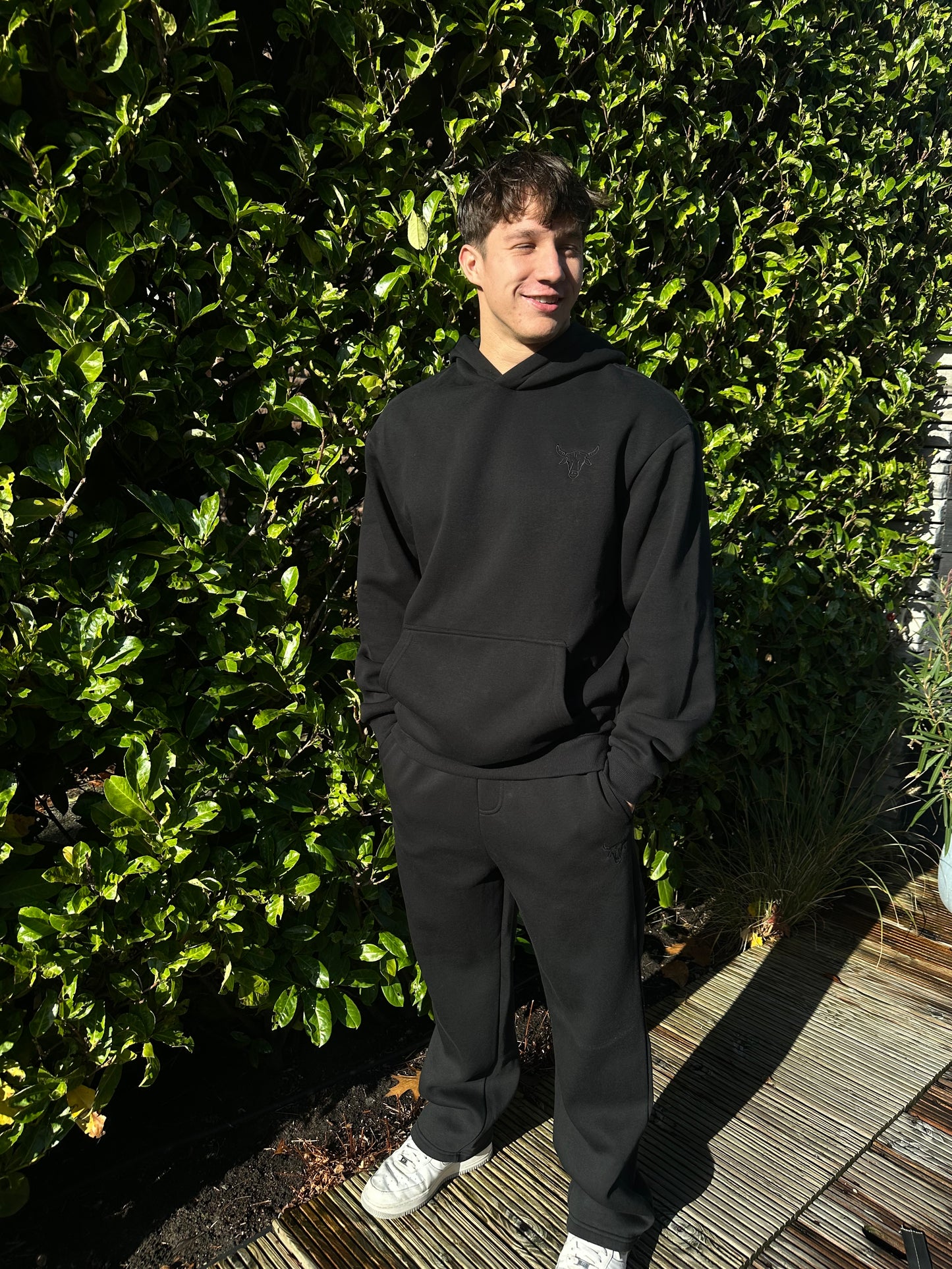 Oversized Flaired Sweatpants Black Logo